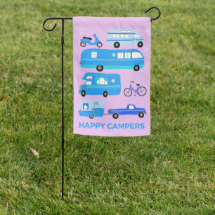 Happy Campers Vanlife RVlife Cute Camping Garden Garden Flag