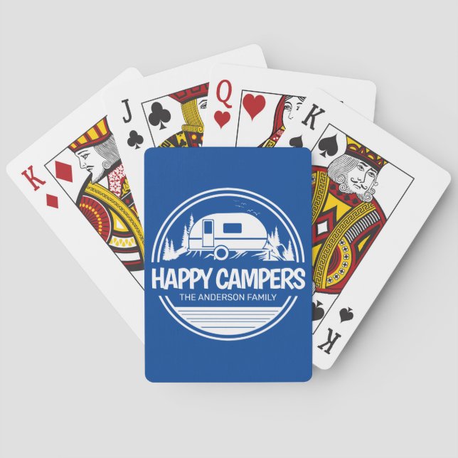 Happy Campers Vintage Silhouette Camping Poker Cards (Back)