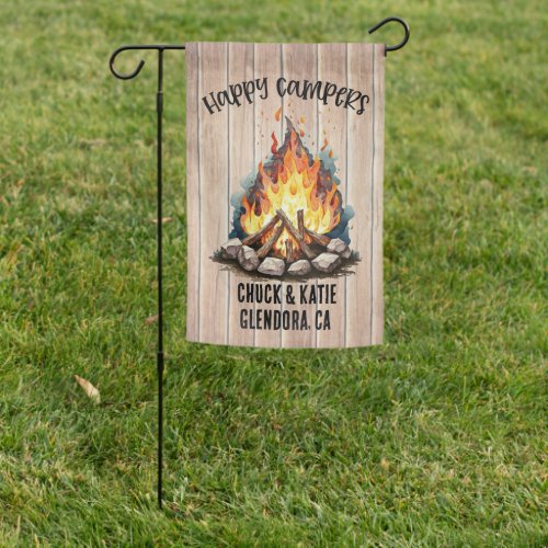 Happy CampersWeatherproof Personalized Garden Flag