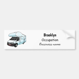 Happy campervan cartoon illustration bumper sticker