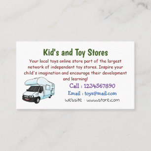 Happy campervan cartoon illustration business card