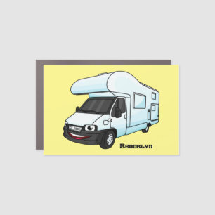 Happy campervan cartoon illustration car magnet