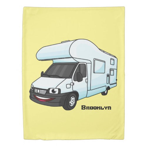 Happy campervan cartoon illustration  duvet cover