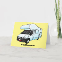 Happy campervan cartoon illustration