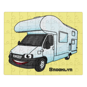 Happy campervan cartoon illustration jigsaw puzzle