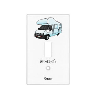 Happy campervan cartoon illustration light switch cover