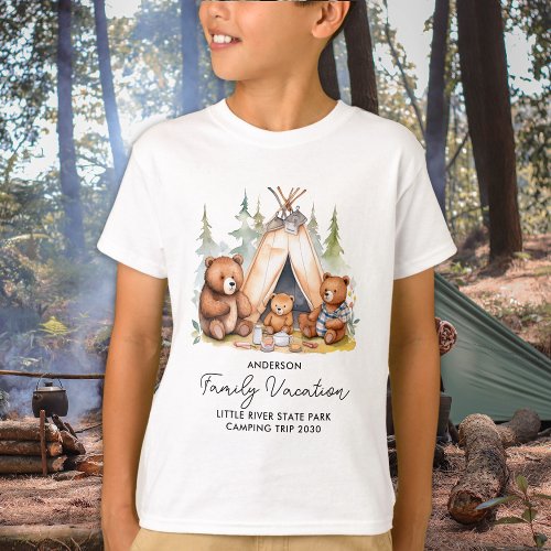 Happy Camping Bears Personalized Family Vacation T_Shirt