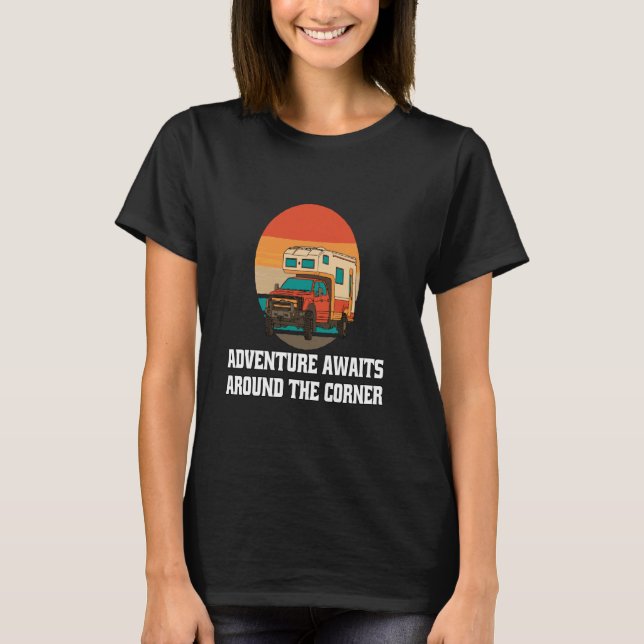 Happy Camping Camper Adventure Awaits Around The C T-Shirt (Front)