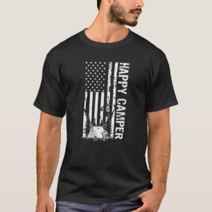 Happy Camping Camper American Flag Us Hiking T-Shirt