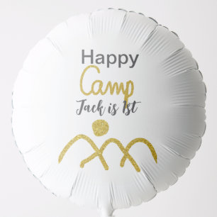 Happy camping camper one birthday kids golden sun balloon
