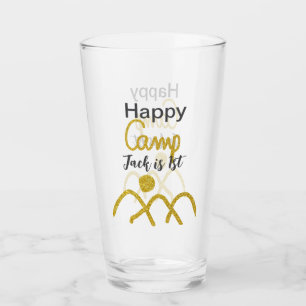 Happy camping camper one birthday kids golden sun glass
