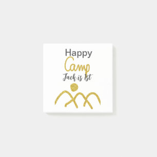 Happy camping camper one birthday kids golden sun post-it notes