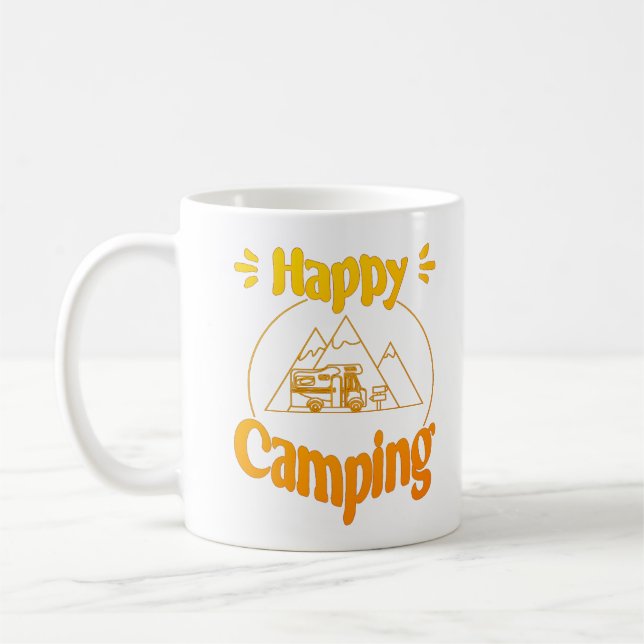 Happy Camping - cool graphic design Coffee Mug (Left)