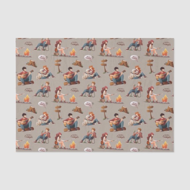 Happy Camping, Hiking, Nature and Outdoors Lovers  Tissue Paper (Front)