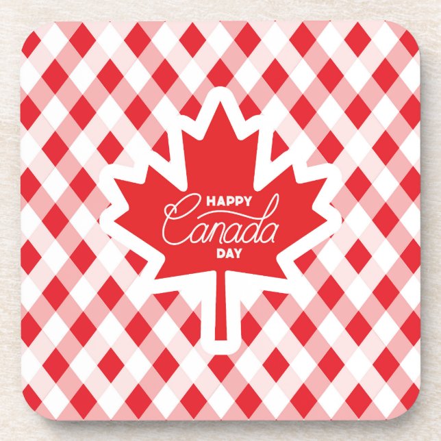 Happy Canada Day.  Beverage Coaster (Front)