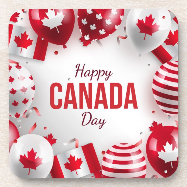 Happy Canada Day.  Beverage Coaster (Front)