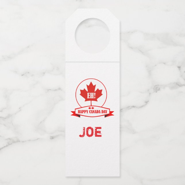 Happy Canada Day Bottle Hanger (Front)