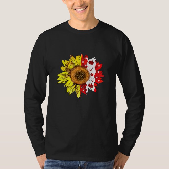 Happy Canada Day Canadian Flag Sunflower T-Shirt (Front)
