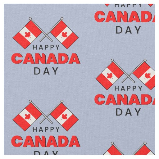 Happy Canada Day Canadian National Flag  Fabric