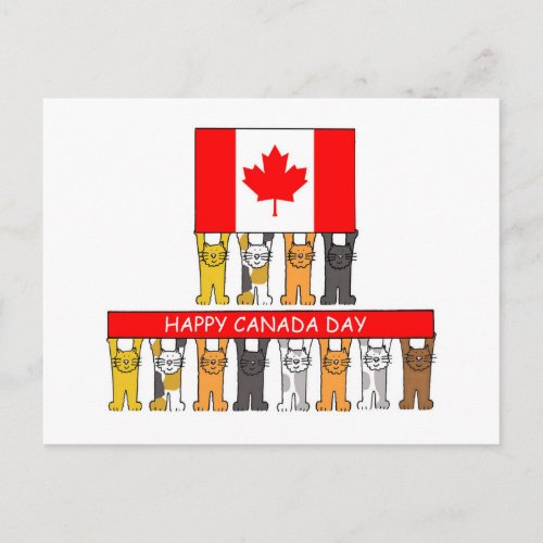 Happy Canada Day Cartoon Cats Postcard