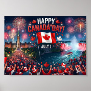 Happy Canada Day celebrations fireworks Poster