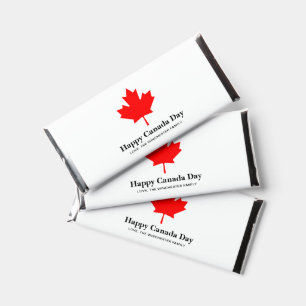 Happy Canada Day custom text with red maple leaf Hershey Bar Favors