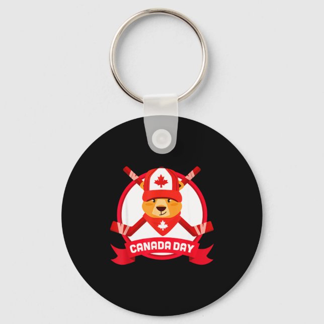 Happy Canada Day Design Funny Canadian Groundhog F Keychain (Front)