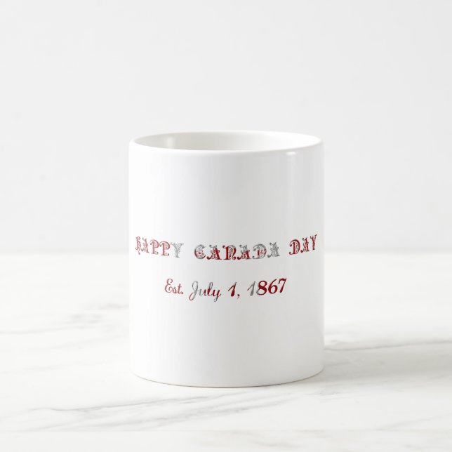 Happy Canada Day Est. July 1, 1867 Typography Coffee Mug (Center)