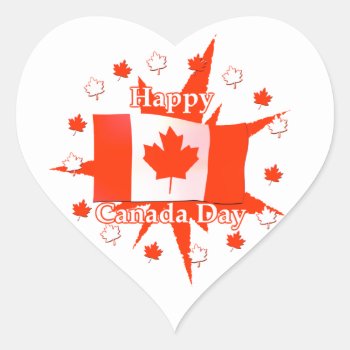 Happy Canada Day Flag Design Heart Sticker by canadianpeer at Zazzle