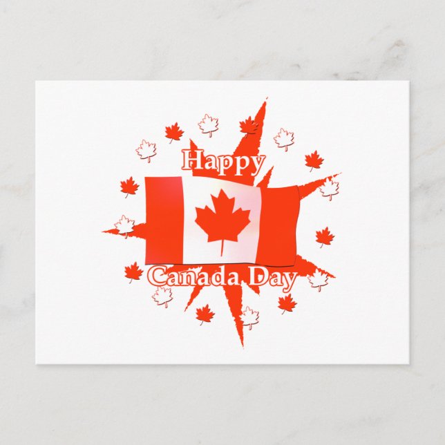 Happy Canada Day Flag Design Postcard (Front)