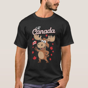 Happy Canada Day Funny Canadian Moose Oh Canada Fl T-Shirt