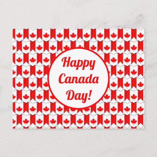 Happy Canada Day Greeting Maple Leaf Hearts Cute Postcard
