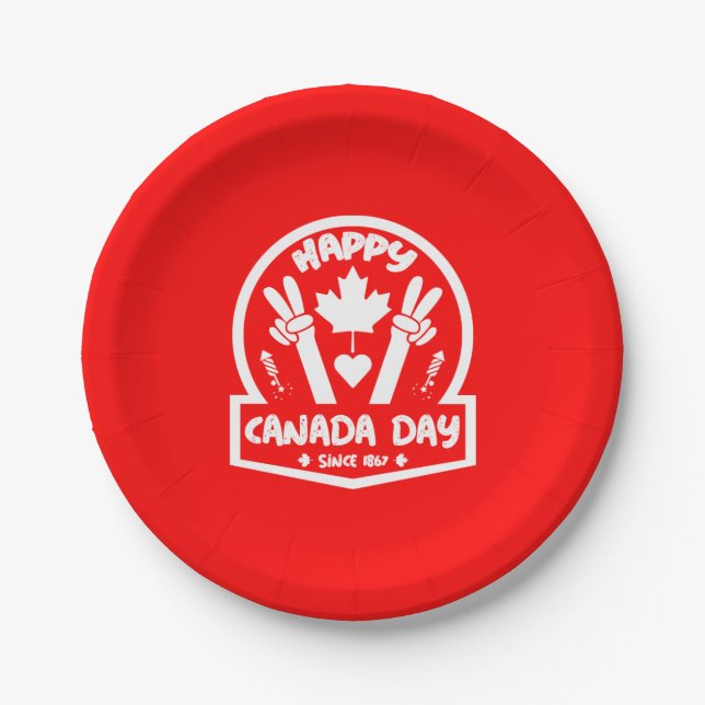 Happy Canada Day July 1    Paper Plates (Front)