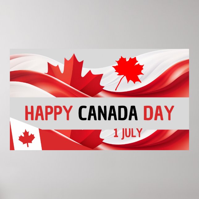 Happy Canada Day, July 1st Poster. Canadian flag Poster (Front)