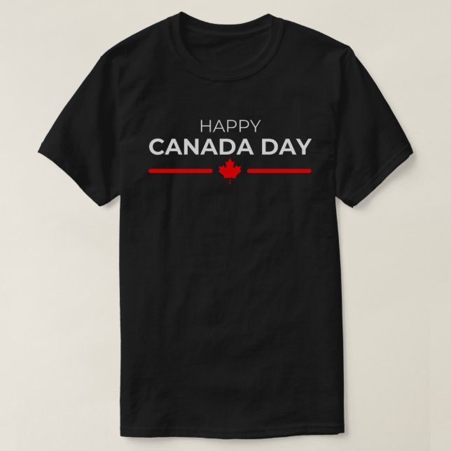 Happy Canada Day Maple Leaf Red White T-Shirt (Design Front)