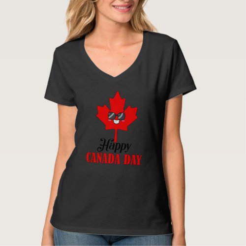 Happy Canada Day Maple Leaf  Sunglasses Canadian  T_Shirt