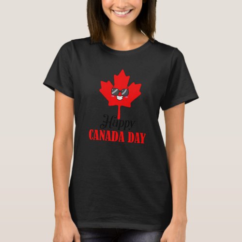 Happy Canada Day Maple Leaf  Sunglasses Canadian  T_Shirt