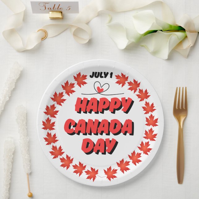 Happy Canada Day Paper Plates (Wedding)