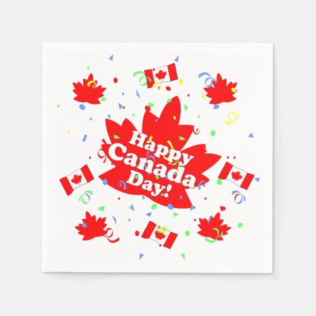 Happy Canada Day Party Paper Napkins (Front)