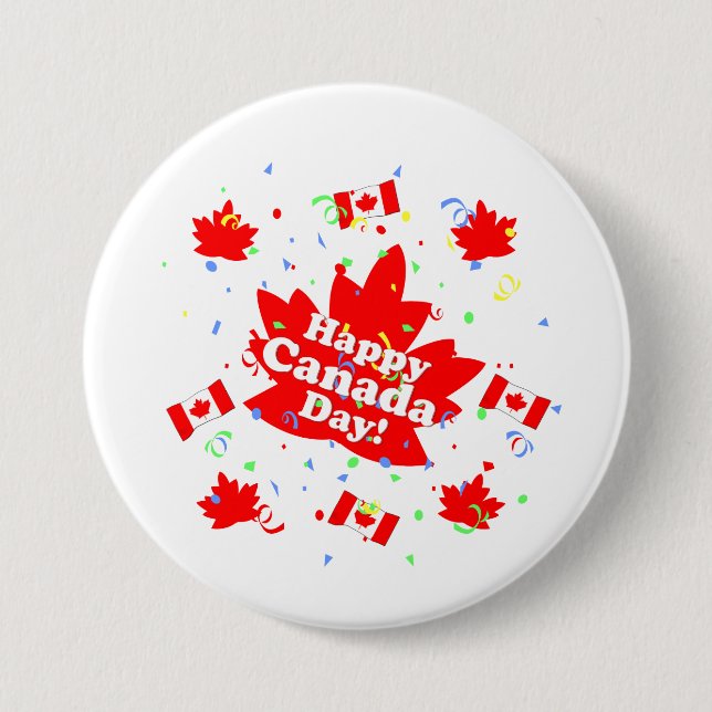 Happy Canada Day Party Pinback Button (Front)