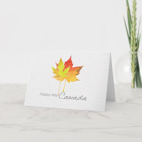 Happy Canada Day watercolor maple leaf Card