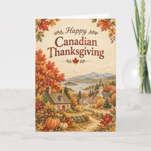 Happy Canadian Thanksgiving Maple Leaf Holiday Car Card