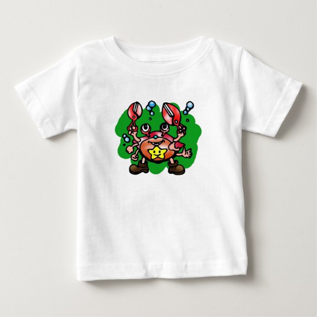 Happy Cancer Crab with Star Baby T-Shirt (Front)