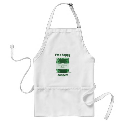 Happy Canner Home Canning Green Jelly Jar and Name Adult Apron