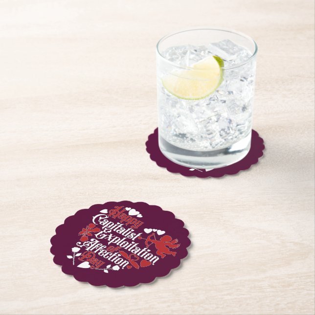 Happy Capitalist Exploitation of Affection Day Paper Coaster (Insitu)
