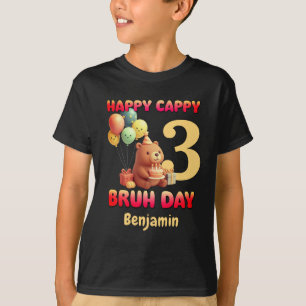 HAPPY CAPPY BRUH DAY Custom Capybara 3rd Birthday T-Shirt