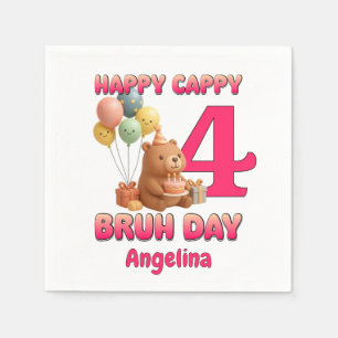 HAPPY CAPPY BRUH DAY Custom Capybara 4th Birthday Napkins