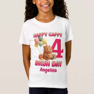 HAPPY CAPPY BRUH DAY Custom Capybara 4th Birthday T-Shirt