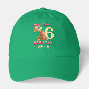 HAPPY CAPPY BRUH DAY Custom Capybara 6th Birthday Hat