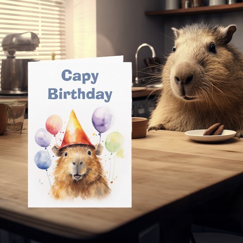 Happy Capy Birthday Capybara  Card